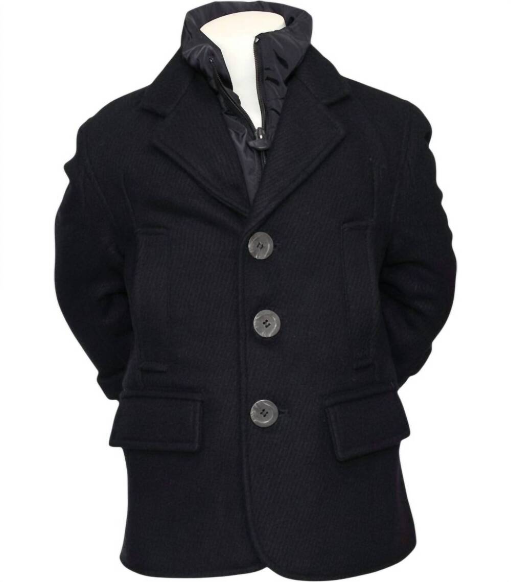 NEW APPAMAN kids wool district coat in blue